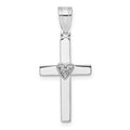 14k White Gold Diamond Heart Cross Pendant, 0.01 ct, 26.5 x 11.5 mm