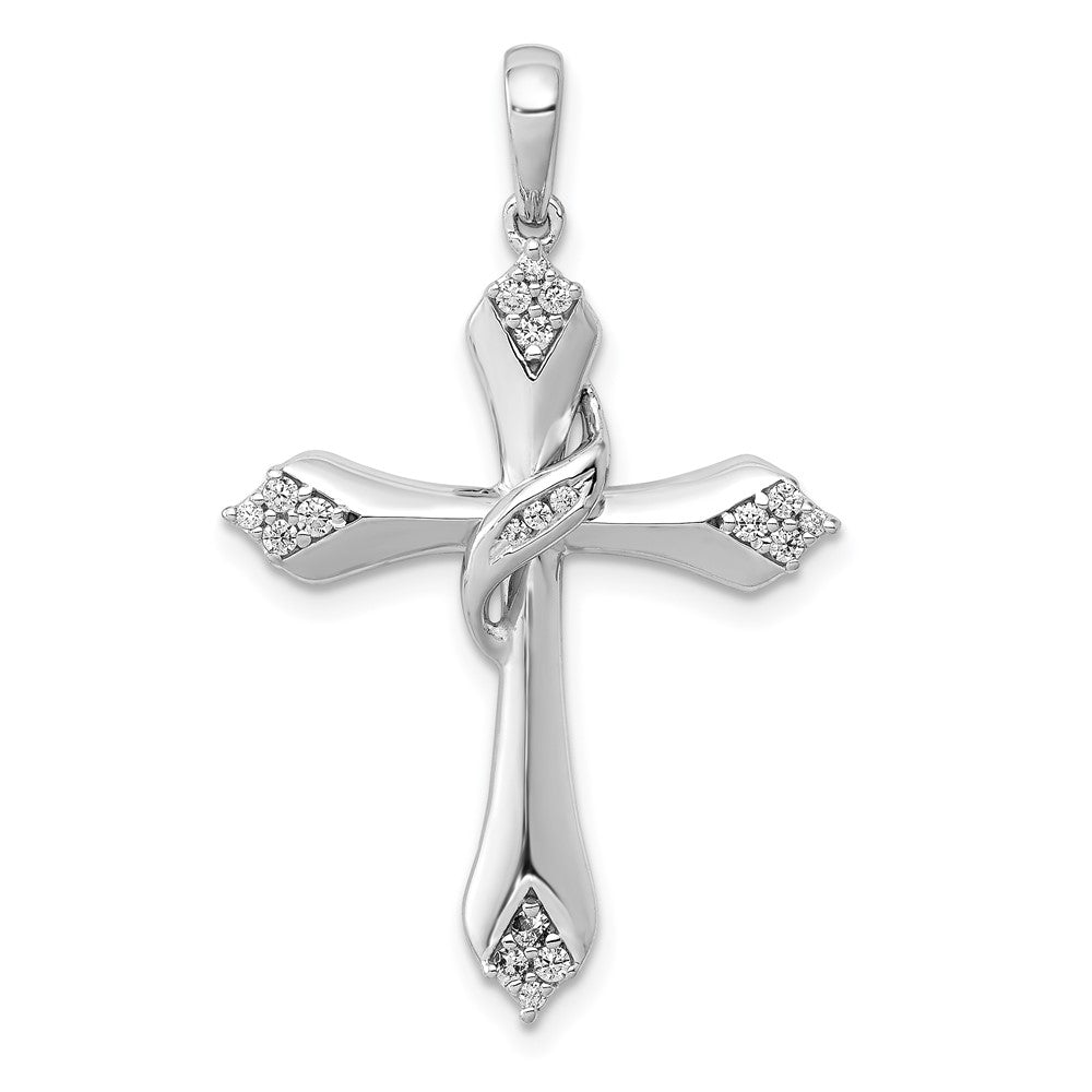 14k White Gold 1/6 carat Diamond Cross Pendant, 0.159 ct, 35 x 22 mm
