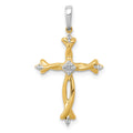 14k Two-Tone 1/20 carat Diamond Cross Pendant, 0.05 ct, 27.5 x 15 mm