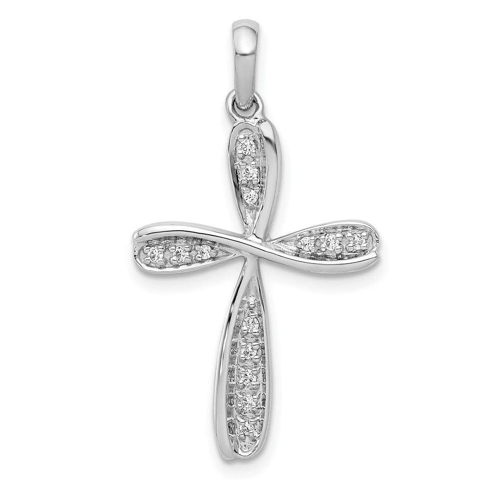 14k White Gold 1/15 carat Diamond Cross Pendant, 0.08 ct, 31 x 17 mm