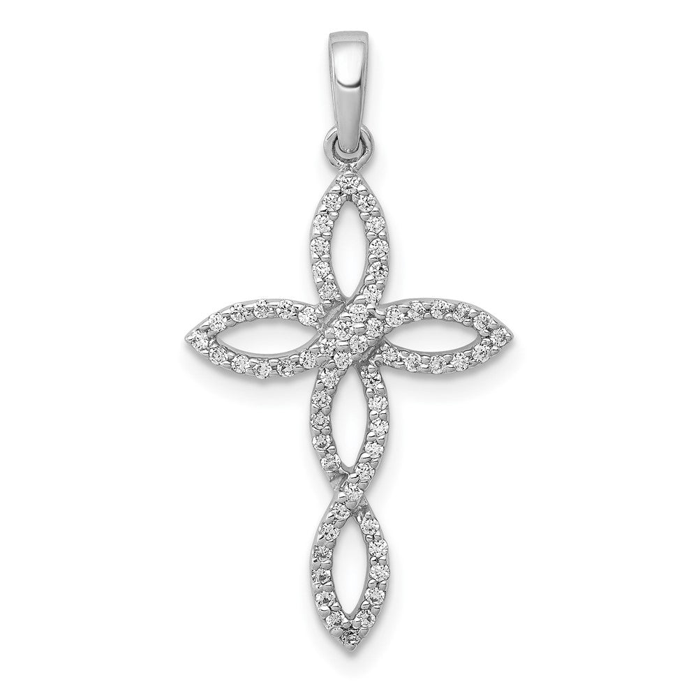 14k White Gold 1/4 carat Diamond Cross Pendant, 0.248 ct, 29 x 15 mm