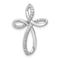 14k White Gold 1/6 carat Diamond Cross Omega Slide, 0.154 ct, 24 x 16.4 mm
