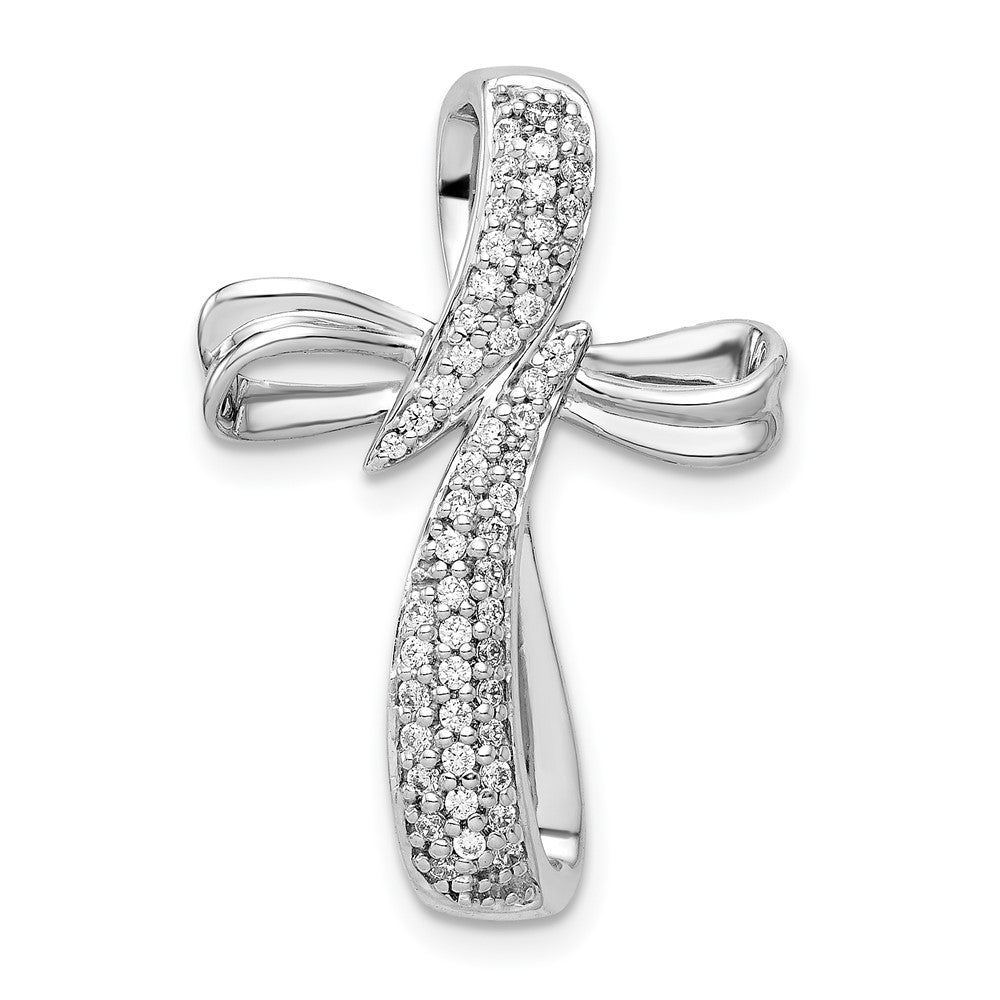 14k White Gold 1/4 carat Diamond Cross Chain Slide, 0.249 ct, 26.5 x 18 mm