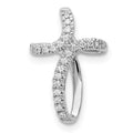 14k White Gold 1/15 carat Diamond Cross Omega Slide, 0.08 ct, 16.5 x 10.5 mm