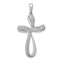 14k White Gold 1/5 carat Diamond Cross Pendant, 0.21 ct, 39 x 20 mm