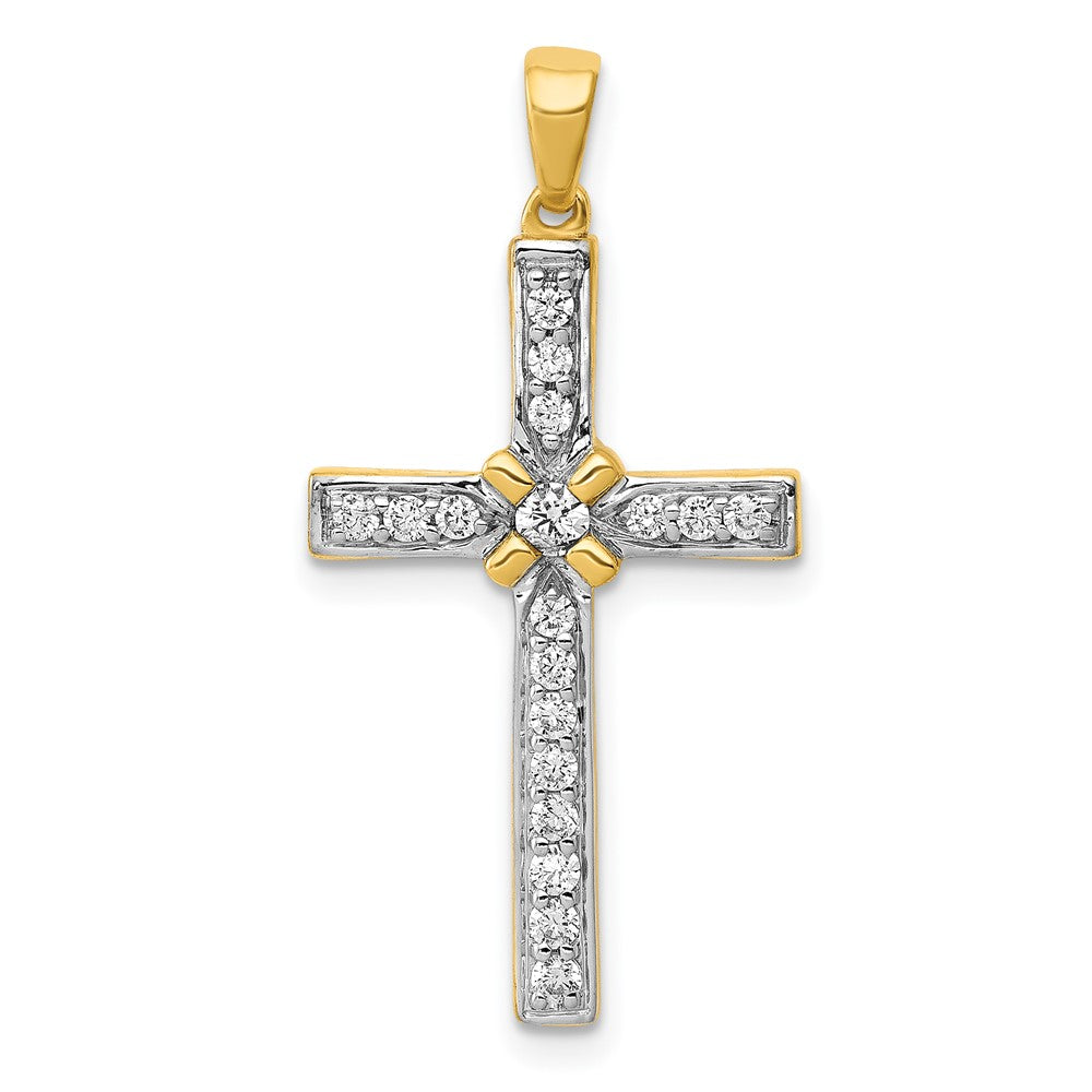 14k 1/3 carat Diamond Cross Pendant, 0.308 ct, 30 x 15 mm