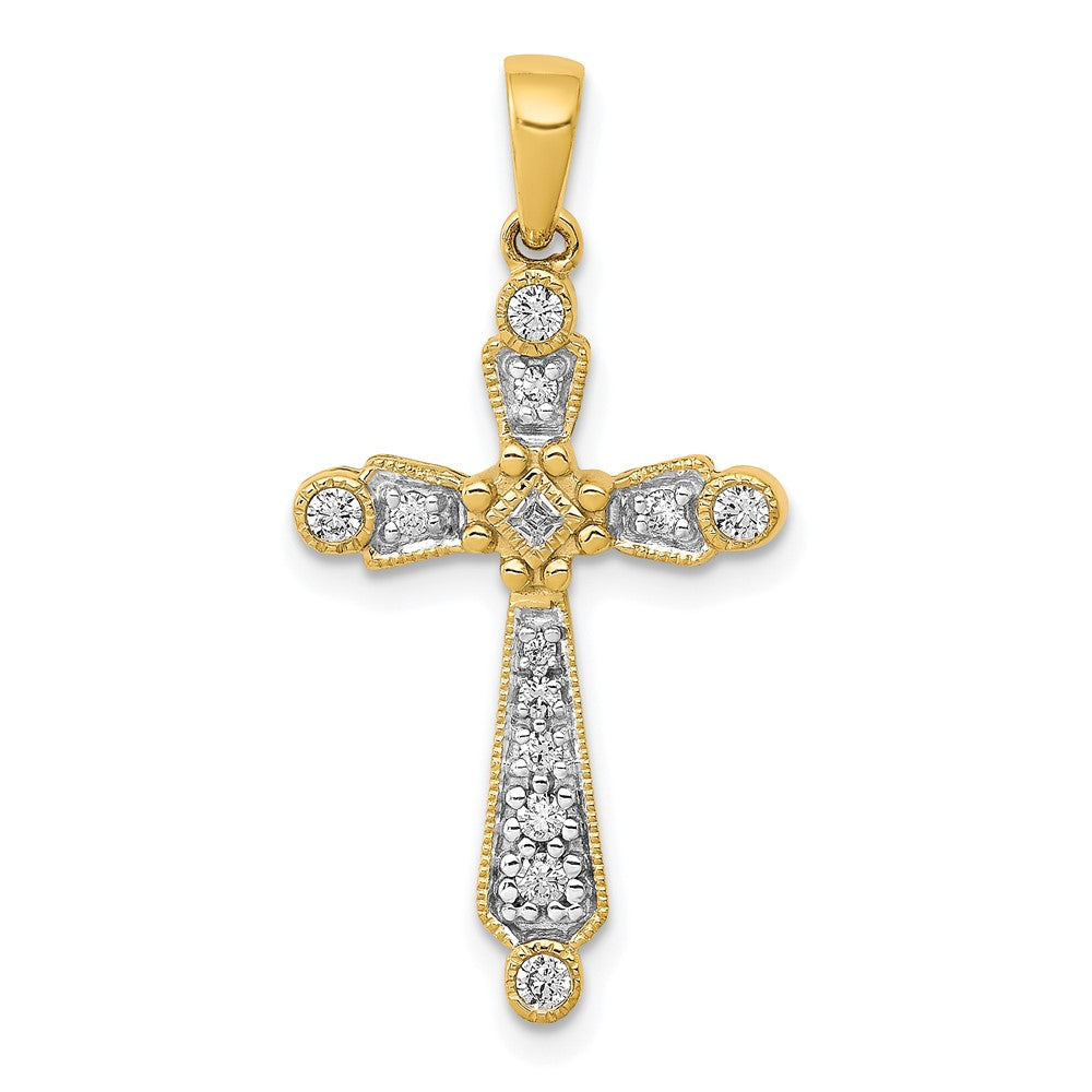 14k 1/5 carat Diamond Cross Pendant, 0.19 ct, 29 x 14.5 mm