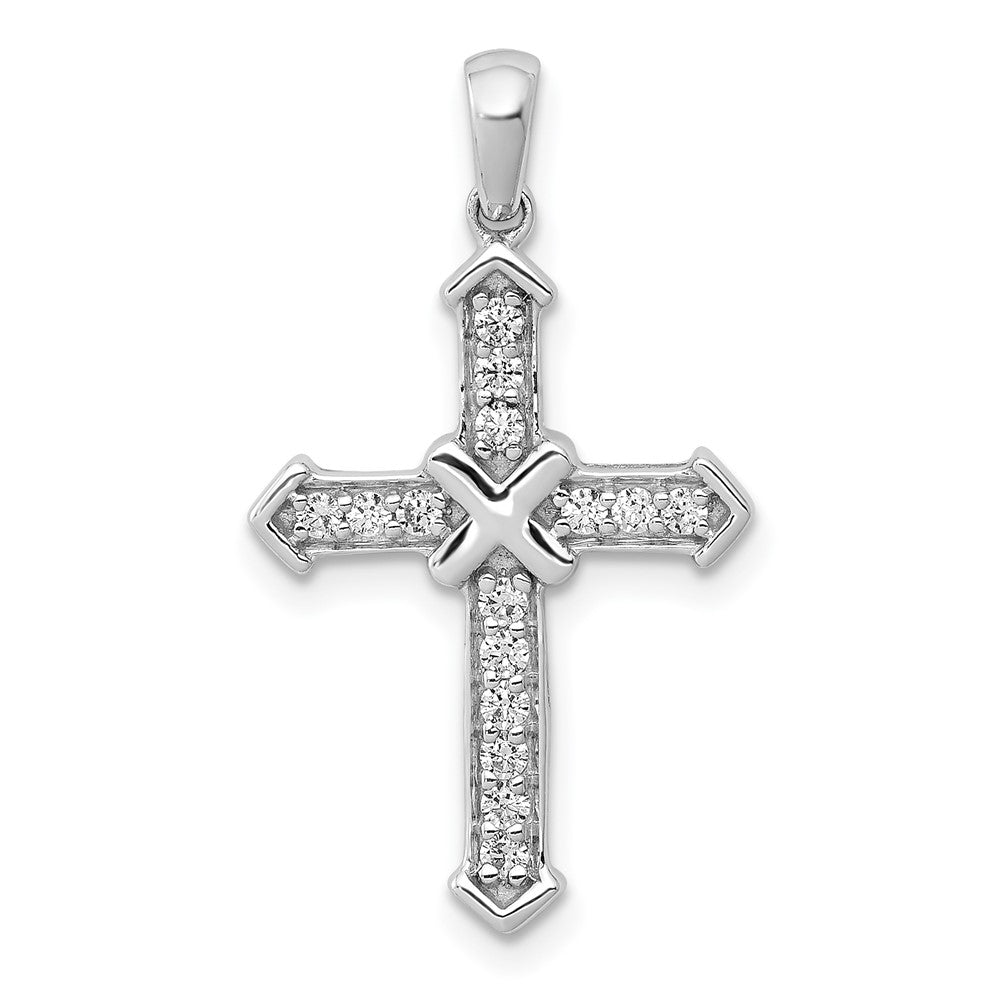 14k White Gold 1/6 carat Lab Grown Diamond VS/SI+ G+ Complete Cross Pendant, 0.177 ct, 26.85 x 14.85 mm