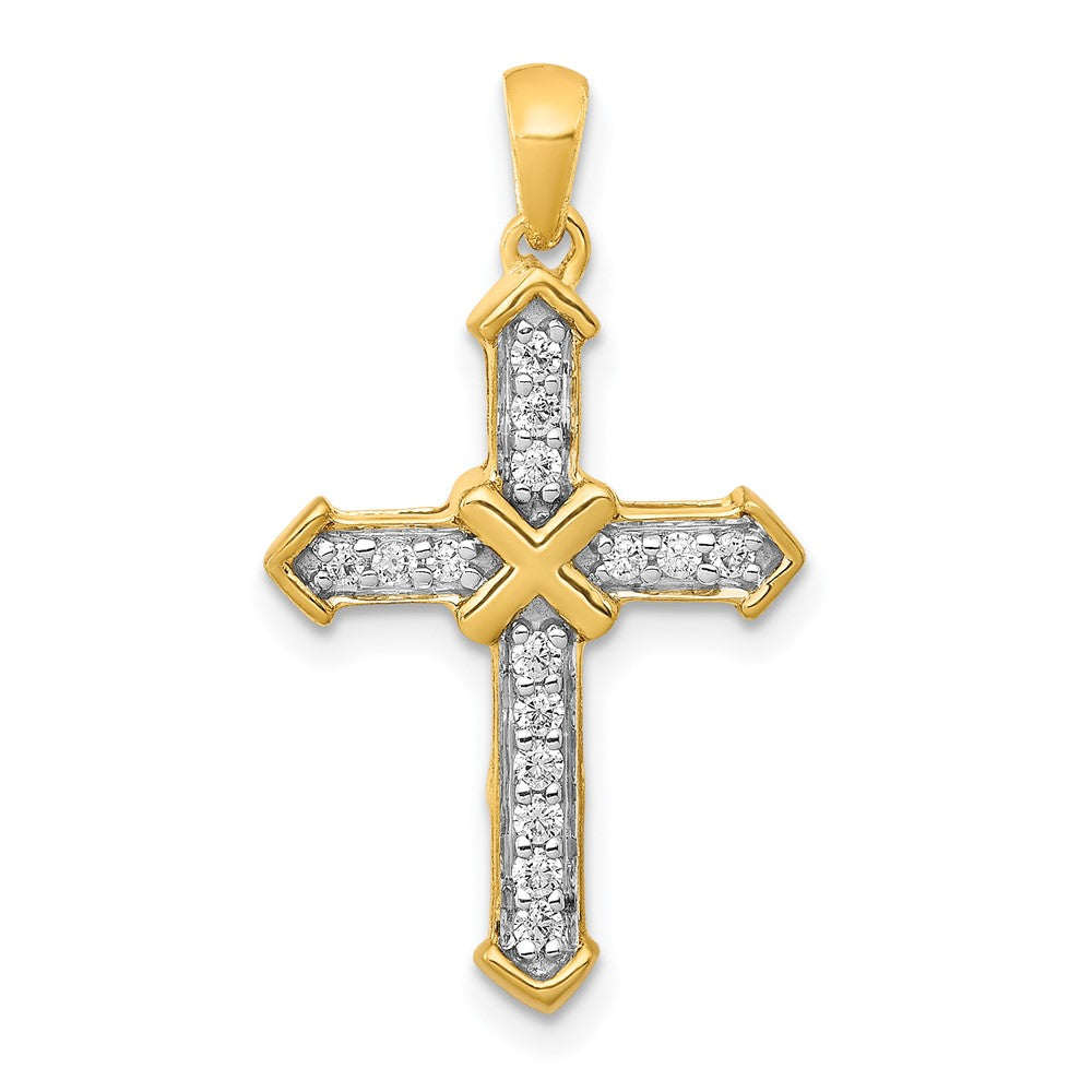 14k 1/6 carat Lab Grown Diamond VS/SI+ G+ Complete Cross Pendant, 0.177 ct, 26.85 x 14.85 mm