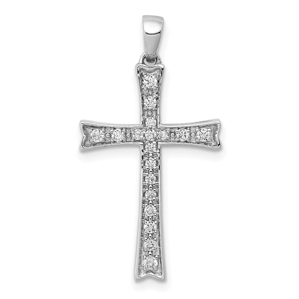 14k White Gold 1/5 carat Diamond Cross Pendant, 0.192 ct, 29 x 15 mm