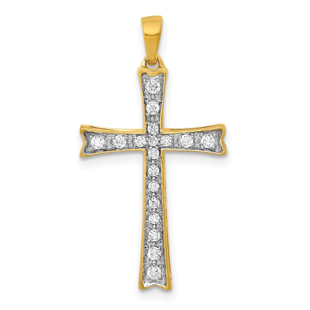 14k  1/5 carat Diamond Cross Pendant, 0.192 ct, 29 x 15 mm