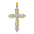 14k and White Rhodium .03 carat Diamond Cross Pendant, 0.03 ct, 29 x 16.5 mm