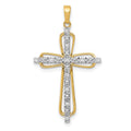 14k and White Rhodium 1/20 carat Diamond Cross Pendant, 0.055 ct, 33 x 19 mm