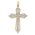 14k and White Rhodium .06 carat Diamond Cross Pendant, 0.06 ct, 36 x 21 mm