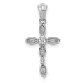 14k White Gold 1/20 carat Diamond Cross Pendant, 0.053 ct, 23 x 10.5 mm