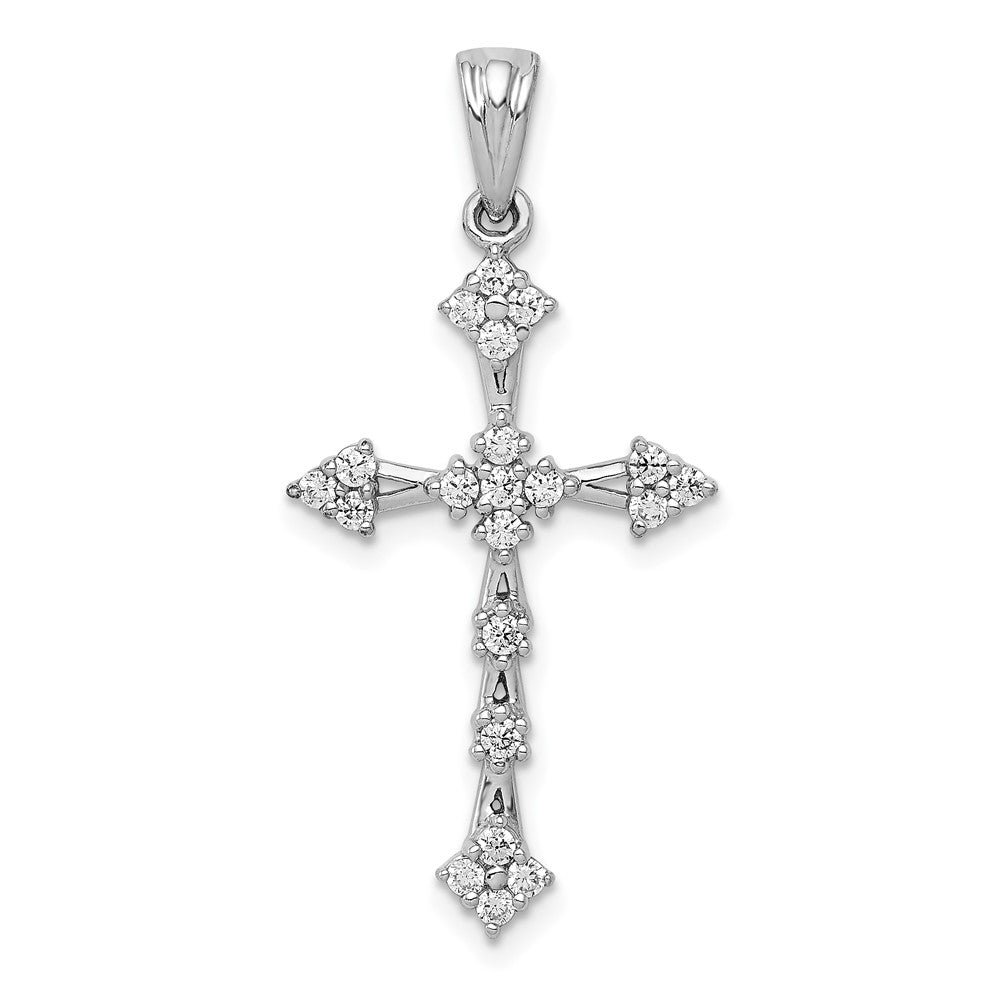 14k White Gold 1/4 carat Diamond Cross Pendant, 0.261 ct, 33.5 x 16.25 mm