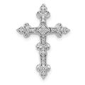 14k White Gold 1/6 carat Diamond Filigree Cross Chain Slide, 0.138 ct, 22.5 x 16.25 mm