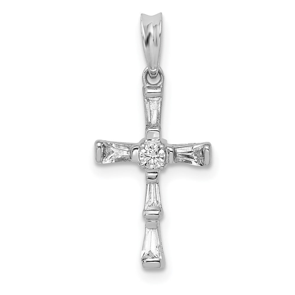 14k White Gold 1/5 carat Diamond Cross Pendant, 0.221 ct, 23 x 10.25 mm
