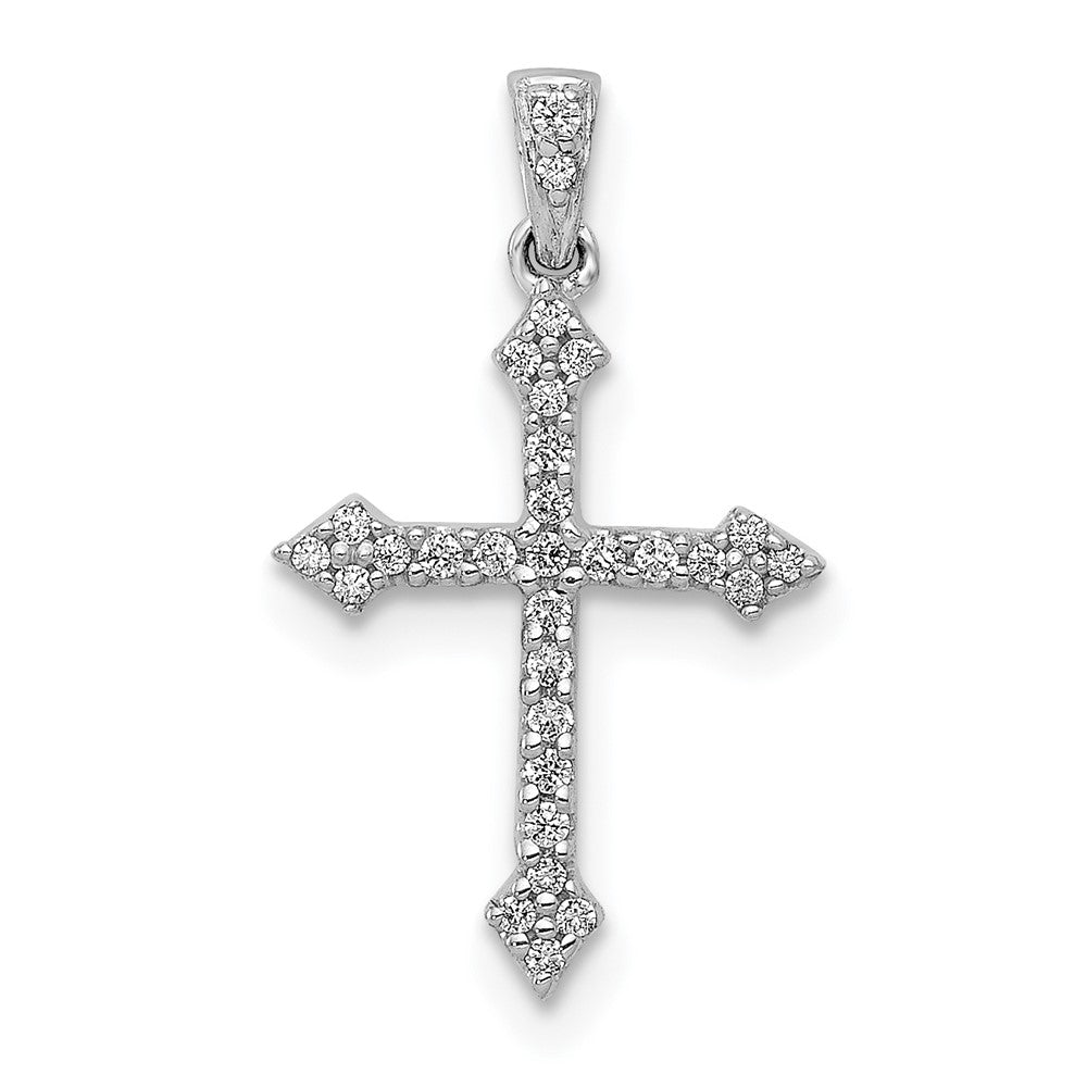 14k White Gold 1/10 carat Diamond Cross Pendant, 0.104 ct, 19 x 11.25 mm