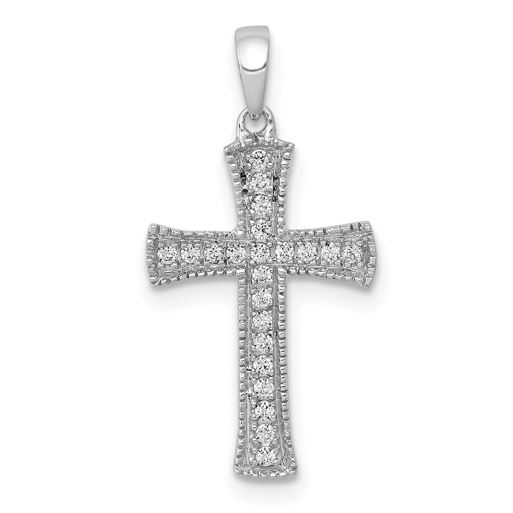 14k White Gold 1/10 carat Diamond Cross Pendant, 0.11 ct, 22.5 x 11 mm