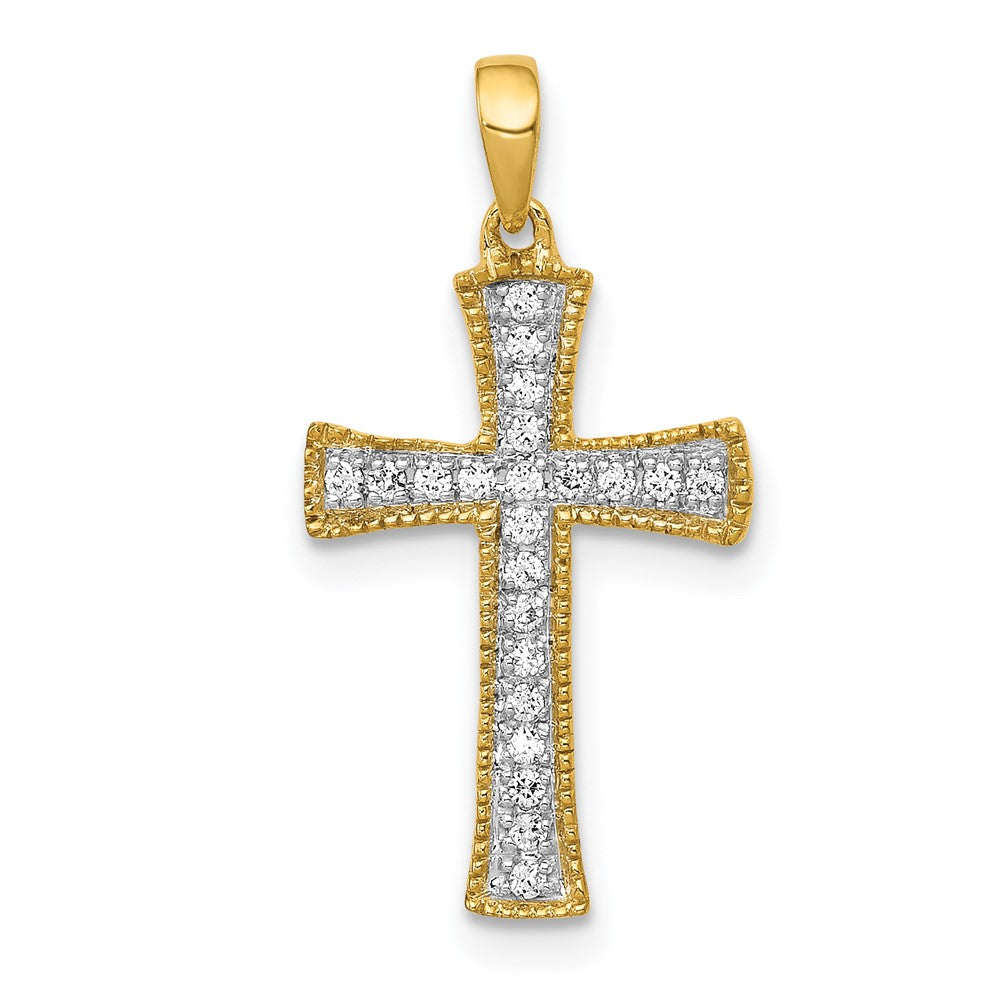 14k  1/10 carat Diamond Cross Pendant, 0.11 ct, 22 x 15.3 mm