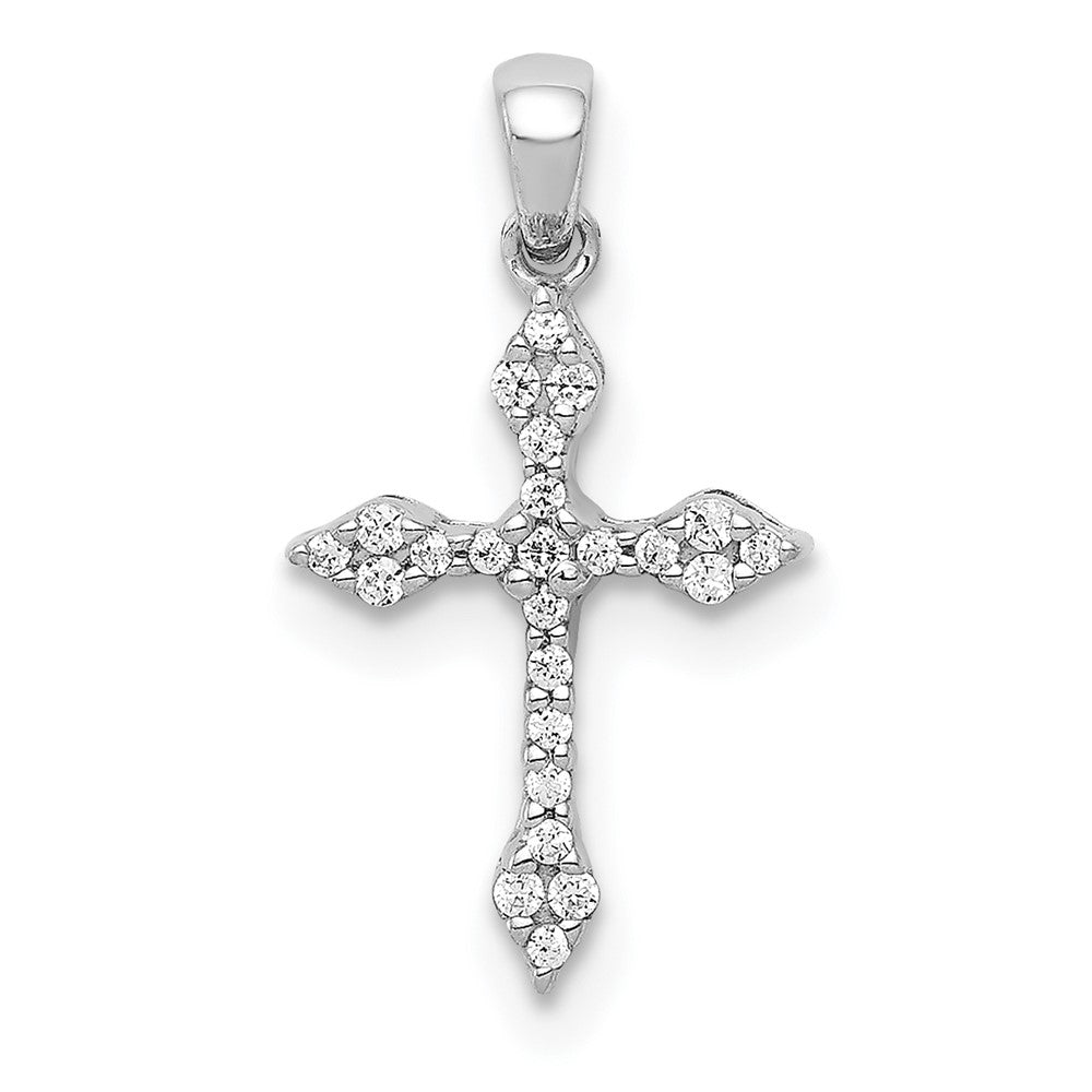 14k White Gold 1/15 carat Diamond Cross Pendant, 0.081 ct, 17 x 9 mm