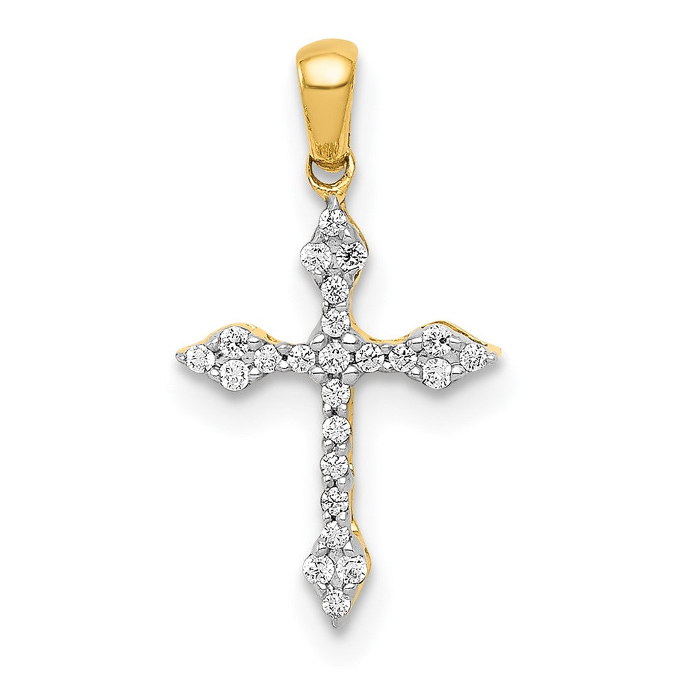 14k 1/15 carat Diamond Cross Pendant, 0.081 ct, 17 x 9 mm