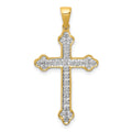 14k 1/10 carat Diamond Cross Pendant, 0.108 ct, 30 x 16 mm
