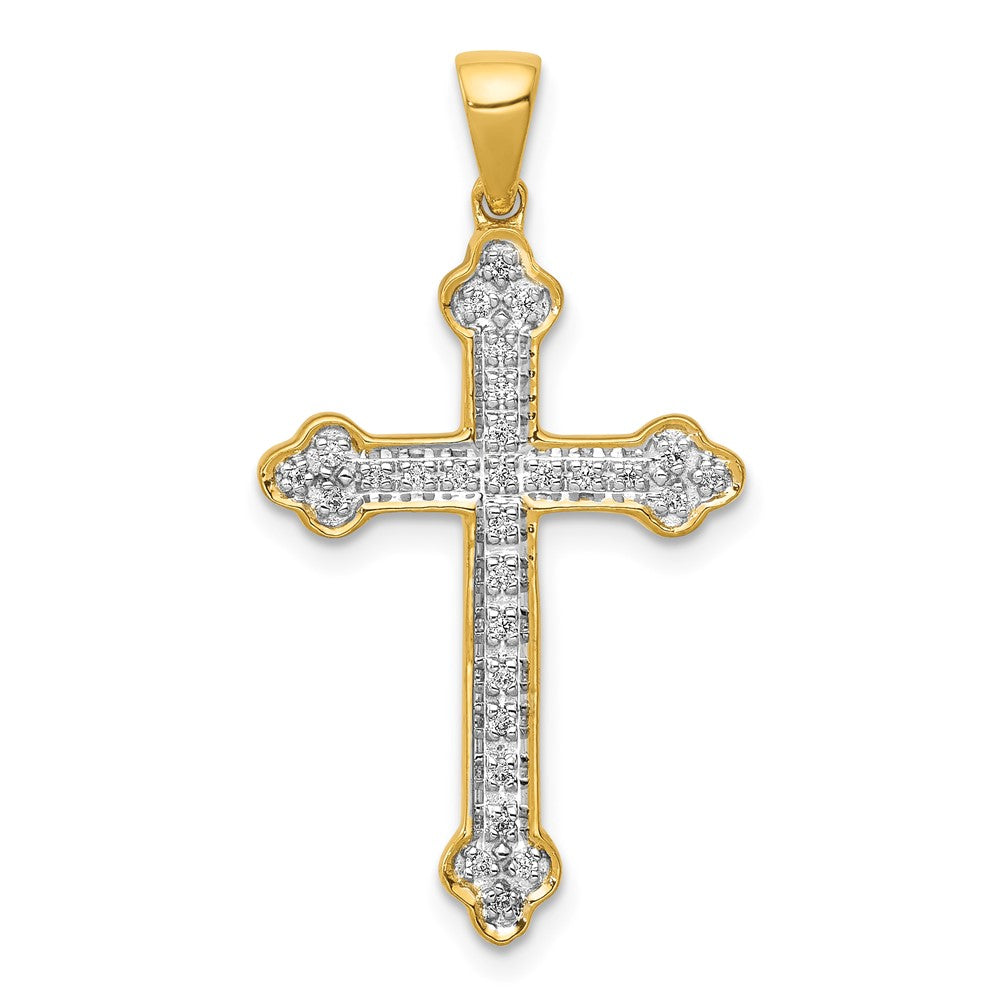 14k 1/10 carat Diamond Cross Pendant, 0.108 ct, 30 x 16 mm