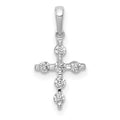 14k White Gold 1/6 carat Diamond Cross Pendant, 0.155 ct, 17 x 8 mm