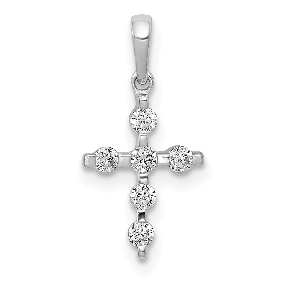 14k White Gold 1/6 carat Diamond Cross Pendant, 0.155 ct, 17 x 8 mm