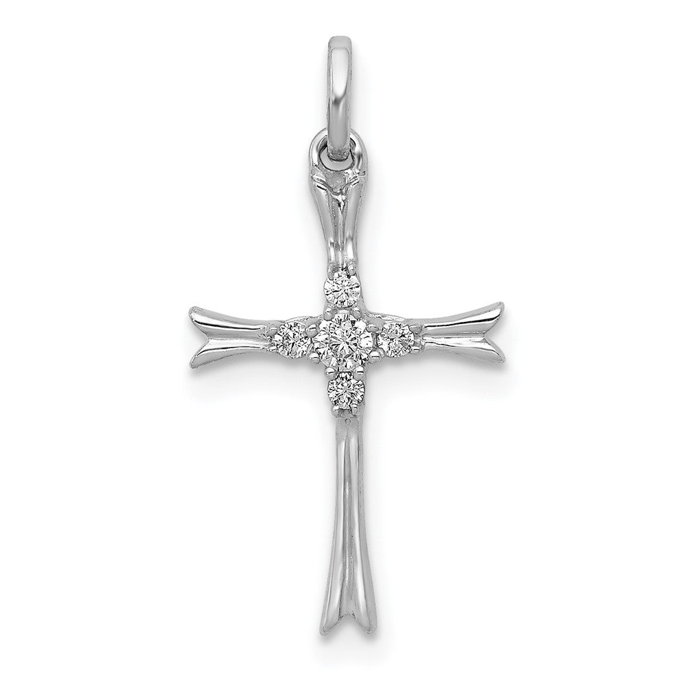 14k White Gold 1/15 carat Diamond Cross Pendant, 0.08 ct, 21.5 x 11 mm