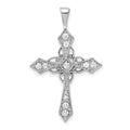 14k White Gold 1/3 carat AA Diamond Passion Cross Pendant, 0.346 ct, 33 x 20.5 mm