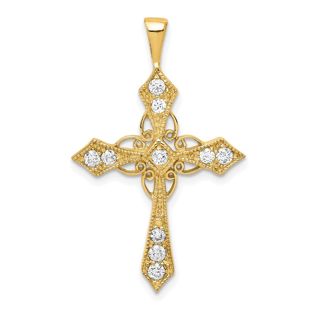 14k 1/3 carat AA Diamond Passion Cross Pendant, 0.346 ct, 33 x 20.5 mm