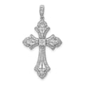 14k White Gold 1/2 carat Diamond Fancy Cross Pendant, 0.506 ct, 35 x 18.5 mm