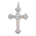 14k Two Tone Rose and White Gold 3/8 carat Lab Grown Diamond VS/SI+ G+ Complete Cross Pendant, 0.4 ct, 36.2 x 22.1 mm