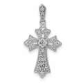 14k White Gold 1/10 carat Diamond Fancy Cross Pendant, 0.099 ct, 23 x 12 mm