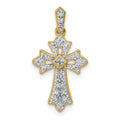 14k 1/10 carat Diamond Fancy Cross Pendant, 0.099 ct, 23 x 12 mm