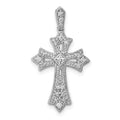 14k White Gold 1/6 carat Diamond Fleur de Lis Cross Pendant, 0.172 ct, 26.5 x 14 mm
