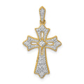 14k  1/6 carat Diamond Fleur de Lis Cross Pendant, 0.172 ct, 26.5 x 14 mm