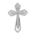14k White Gold 1/15 carat Diamond Cross Chain Slide, 0.08 ct, 26 x 17 mm