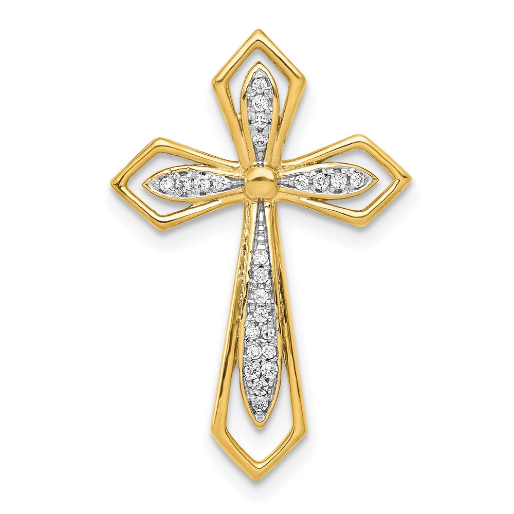 14k 1/15 carat Diamond Cross Chain Slide, 0.08 ct, 26 x 17 mm