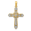 14k 1/6 carat Diamond Filigree Cross Pendant, 0.155 ct, 28 x 15.5 mm