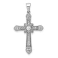 14k White Gold 1/3 carat Diamond Filigree Cross Pendant, 0.272 ct, 34 x 20 mm