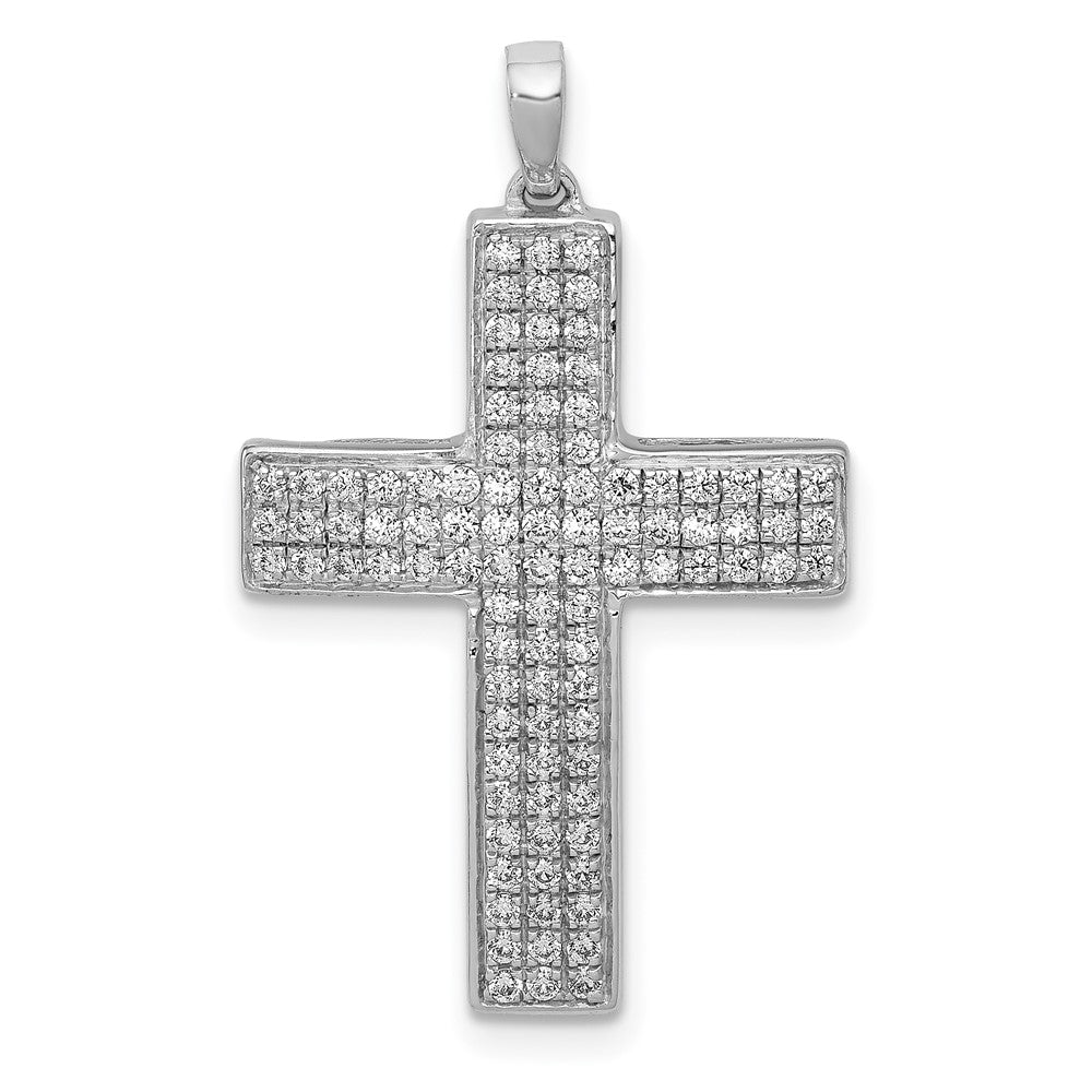 14k White Gold 1/2 carat Diamond Latin Cross Pendant, 0.5 ct, 29 x 17.8 mm