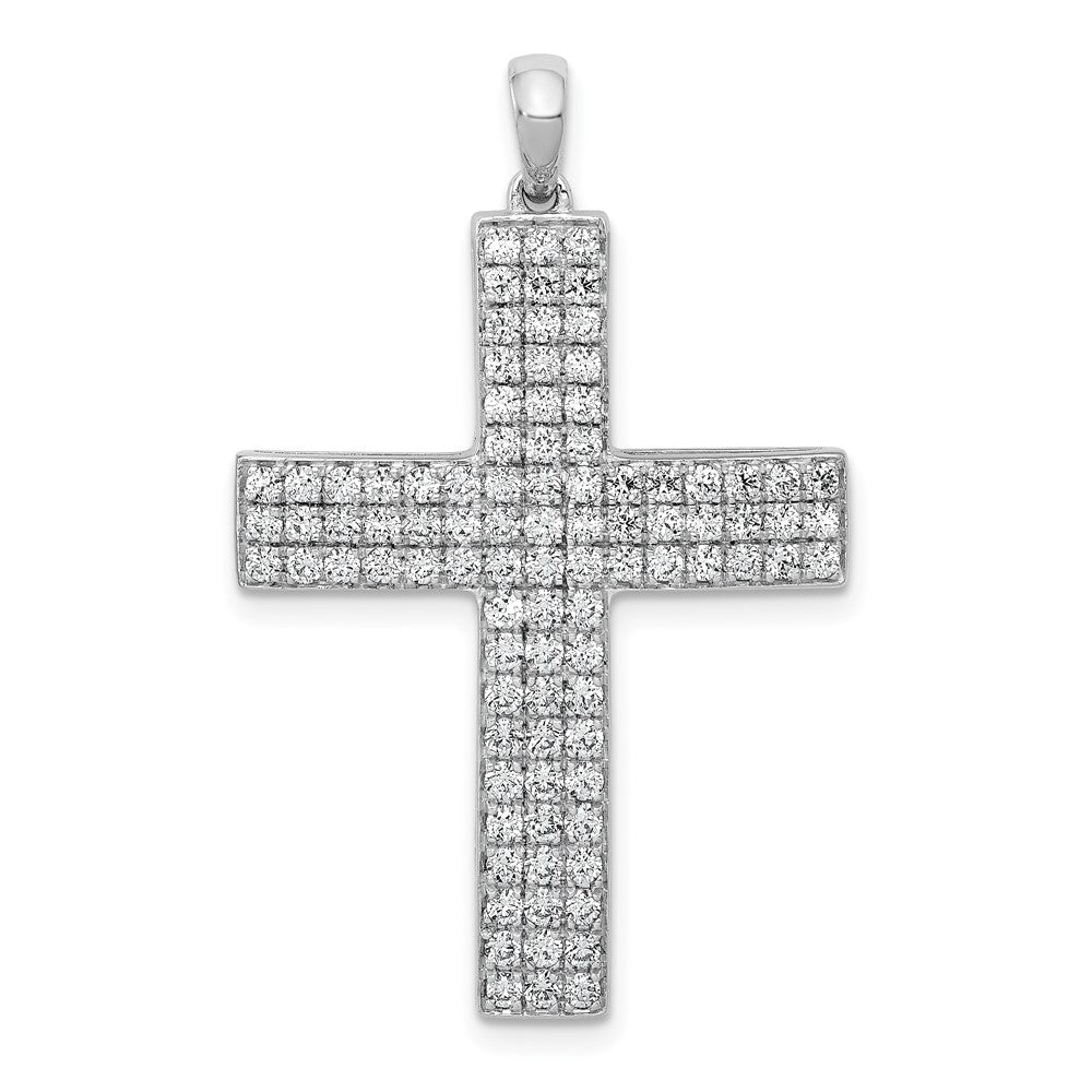 14k White Gold 1 carat Lab Grown Diamond VS/SI+ G+ Complete Latin Cross Pendant, 1.002 ct, 36.5 x 23 mm