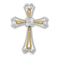 14k Two-Tone 1/3 carat Diamond Cross Chain Slide, 0.3 ct, 30.5 x 23 mm