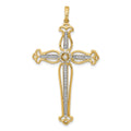 14k 1/4 carat Diamond Fancy Budded Cross Pendant, 0.236 ct, 48.5 x 27 mm
