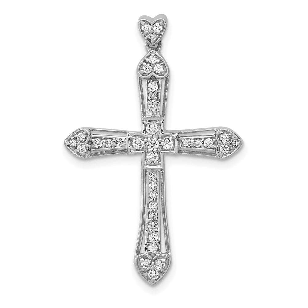 14k White Gold 1/3 carat Diamond Cross Pendant, 0.313 ct, 34 x 22 mm
