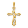 14k 1/20 carat Diamond Cross Pendant, 0.05 ct, 32.5 x 18 mm